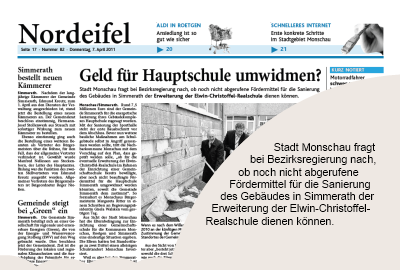 Eifeler Zeitung (Ausschnitt) anklicken!